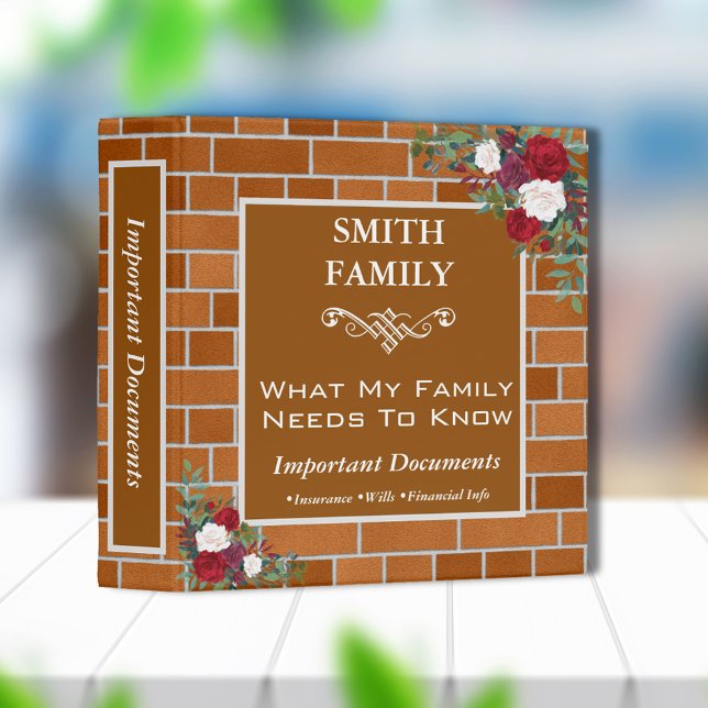 Emergency Family Documents Brick Floral Binder (Creator Uploaded)