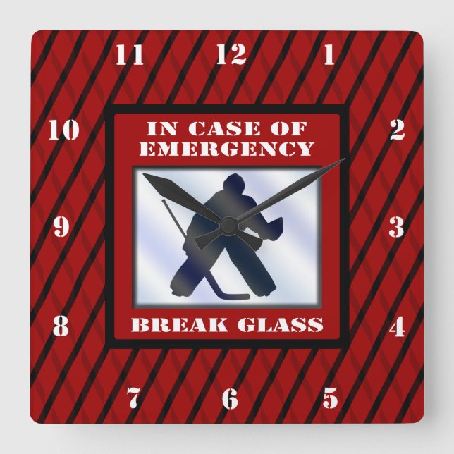 Emergency Hockey Goalie Wall Clock (Front)