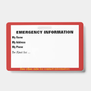 Emergency Information Card Badge