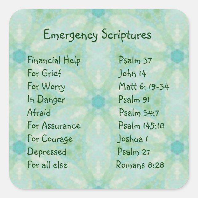 Emergency Information Scriptures for Encouragement Square Sticker (Front)