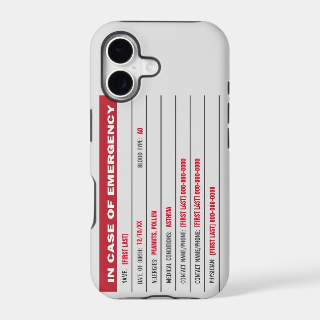 Emergency Information with added text  (Back)
