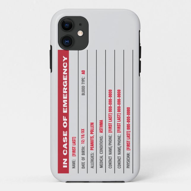 Emergency Information with added text  Case-Mate iPhone Case (Back)