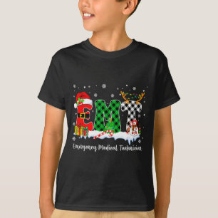 Emergency Medical Technician Christmas Lights Red T-Shirt