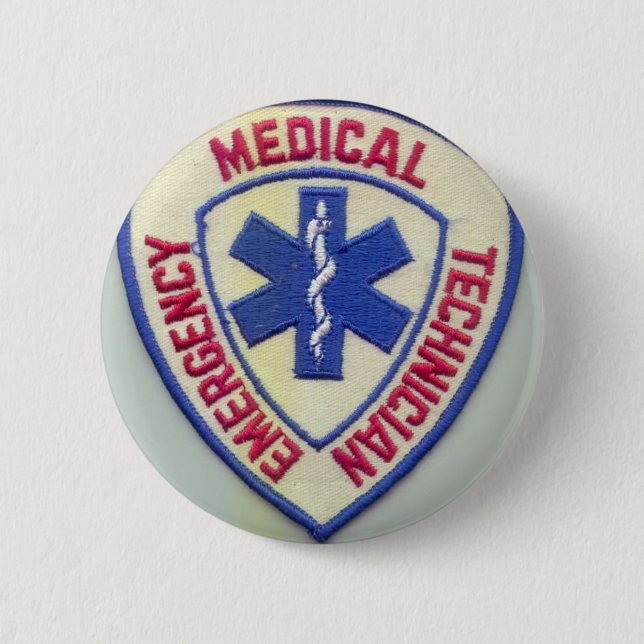 EMERGENCY MEDICAL TECHNICIAN EMT 2 INCH ROUND BUTTON (Front)