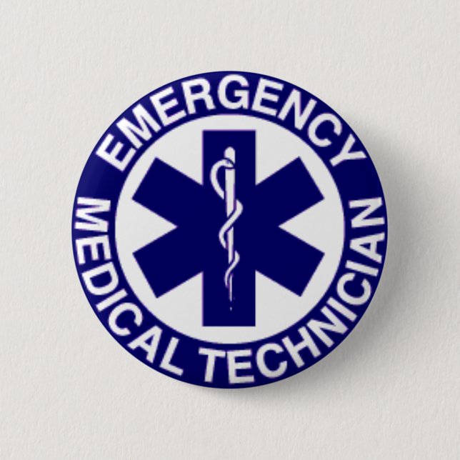 EMERGENCY MEDICAL TECHNICIANS EMT 2 INCH ROUND BUTTON (Front)