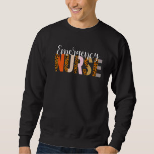 Emergency Nurse Leopard Print Er Nurse Nursing Sch Sweatshirt