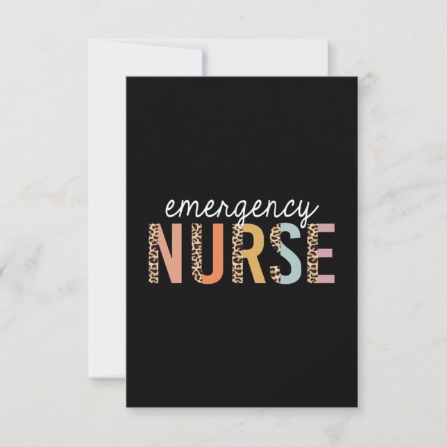 Emergency Nurse Leopard Thank You Card (Front)
