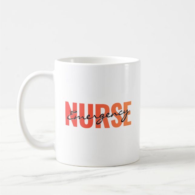 Emergency Nurse Modern Typography Coffee Mug (Left)