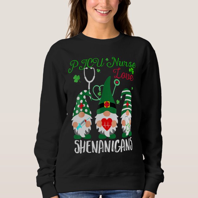 Emergency Nurse Squad Nursing St Patrick Day Gnome Sweatshirt (Front)