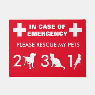 Emergency Pet Rescue Sign - Customizable Door Mat