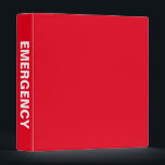 Emergency Preparedness Big Bold Name binder<br><div class="desc">The word Emergency in big bold white letters that are bold and easy to see on the spine to store all your emergency preparedness checklists and documents and easily find them on a shelf in home or workplace. Change the background colour if you like, but be sure to change it...</div>