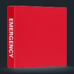 Emergency Preparedness Big Bold Name binder<br><div class="desc">The word Emergency in big bold white letters that are bold and easy to see on the spine to store all your emergency preparedness checklists and documents and easily find them on a shelf in home or workplace. Change the background colour if you like, but be sure to change it...</div>