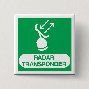 Emergency Radar Transponder Safety Sign 2 Inch Square Button