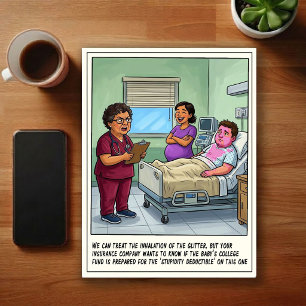 Emergency Room Gender Reveal Cartoon Postcard