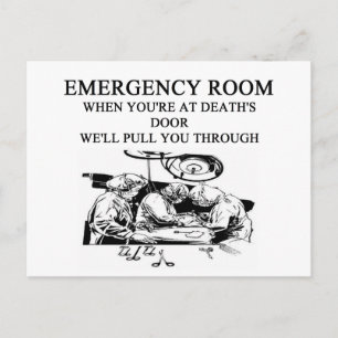 emergency room joke postcard