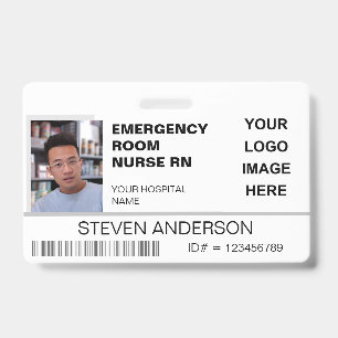 Emergency Room Nurse RN Photo ID Hospital Logo Badge