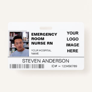 Emergency Room Nurse RN Photo ID Hospital Logo Badge
