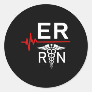 Emergency Room Registered Nurse Gift Er Heartbeat Classic Round Sticker