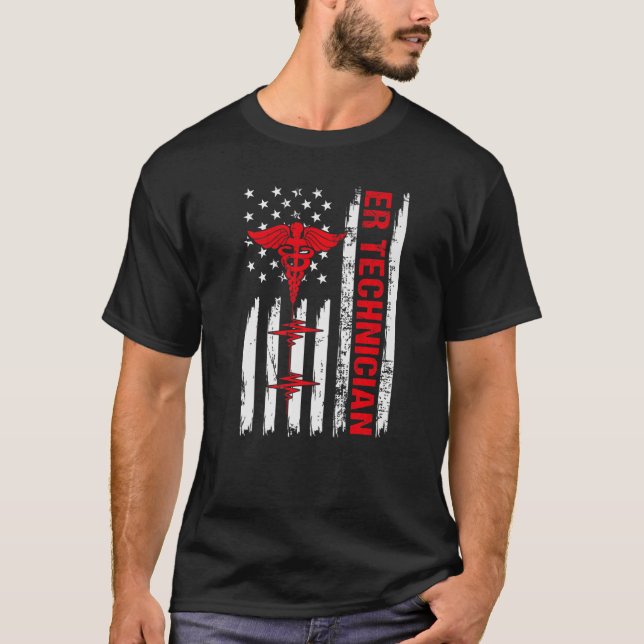 Emergency Room Technician ER Tech Technologist Ame T-Shirt (Front)