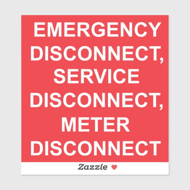 Emergency, Service, Metre Disconnect Label (Sheet)