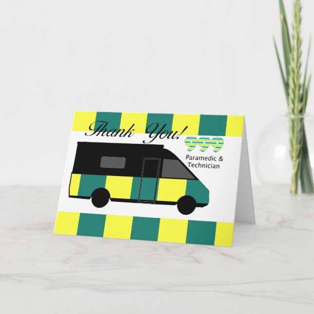 Emergency Services Paramedic and Technician thank Thank You Card (Front)