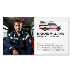 Emergency Vehicle Paramedic Worker Magnetic Business Card
