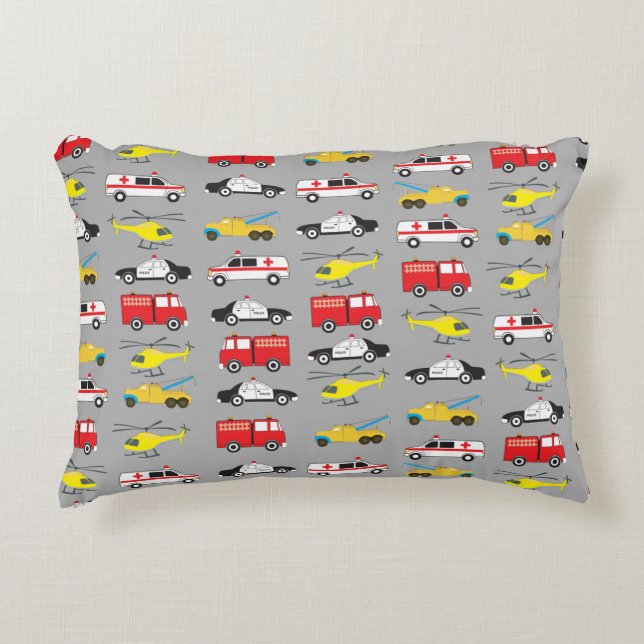 Emergency Vehicles Transportation Accent Pillow (Front)