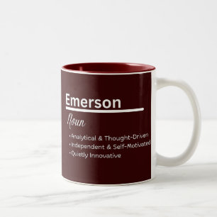 Emerson Girl Name Definition Personalized Two-Tone Coffee Mug