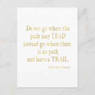 Emerson Quote Gold Faux Glitter Inspirational Postcard