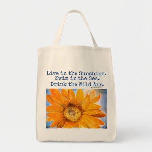 Emerson Quote Sunflower Art Grocery Tote Bag