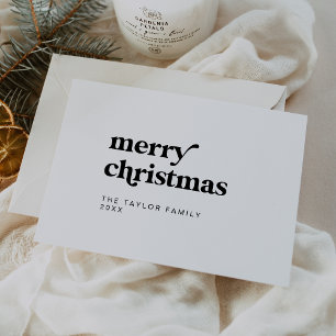 EMERY Black Easy Retro Fun Simple Merry Christmas Holiday Card