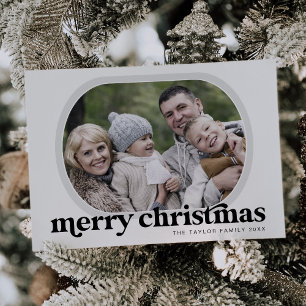 EMERY Black Family Photo Simple Merry Christmas Holiday Card