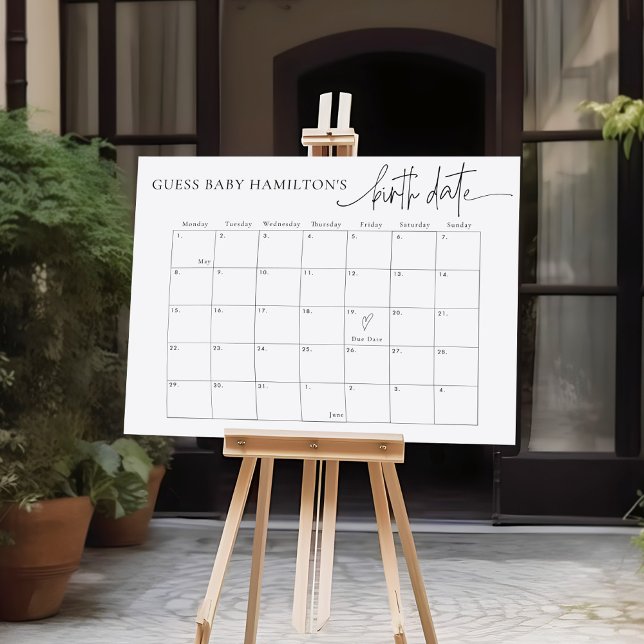 EMERY Guess Baby's Due Date/ Birth Date Calendar  Poster (Creator Uploaded)