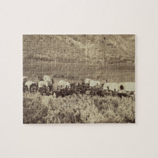 Emigrant Train in Echo Canyon Photograph Jigsaw Puzzle