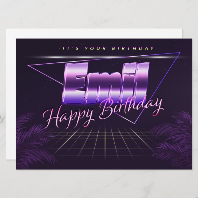 Emil Name First Name pura retro card Birthday (Front/Back)