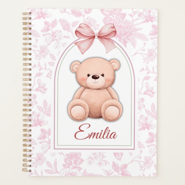 Emilia | Custom Pink Teddy Bear Nursery Design  Planner (Front)