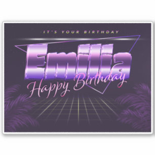 Emilia Nom Prénom lila retro Sticker