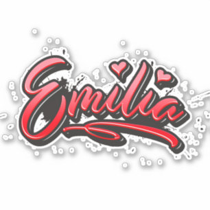 Emilia red Heart Graffiti Sticker