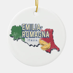 Emilia Romagna Flag Italy Retro Region Map Vintage Ceramic Ornament