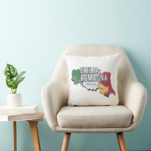 Emilia Romagna Flag Italy Retro Region Map Vintage Throw Pillow