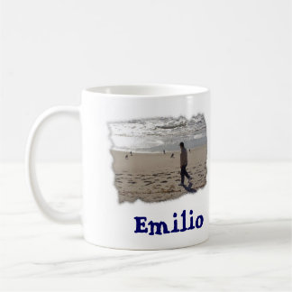 Emilio on the beach-edge, Emilio Coffee Mug