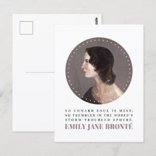 Emily Bronte Portrait and Quote - No Coward Soul Postcard