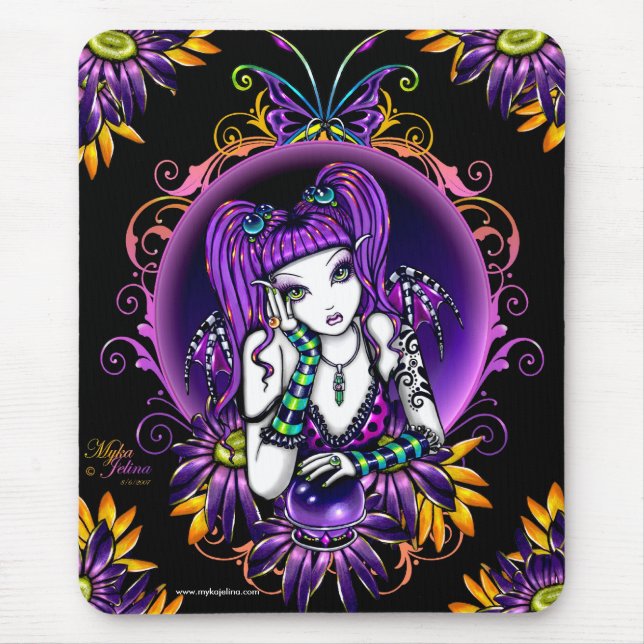 Emily Crystal Ball Flower Rainbow Fairy Mousepad (Front)