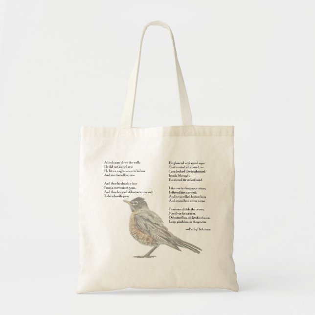 Emily Dickinson Bird Poem Tote (Front)