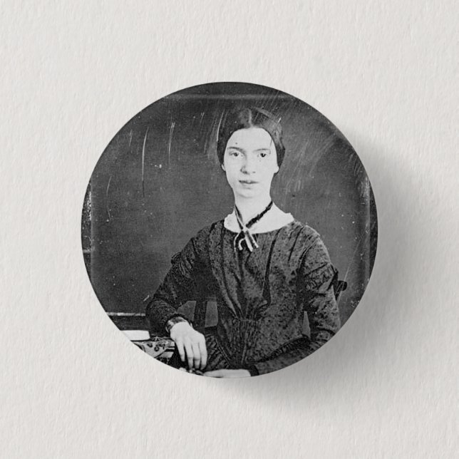 Emily Dickinson Black & White Portrait 1 Inch Round Button (Front)