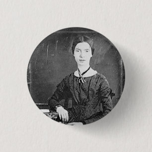 Emily Dickinson Black & White Portrait 1 Inch Round Button