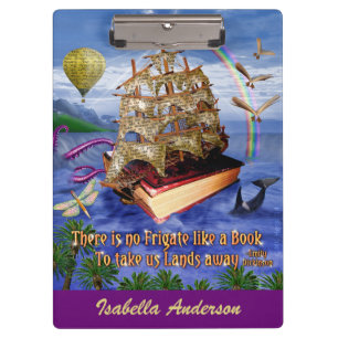 Emily Dickinson Poem Frigate Book Ship Add Name Clipboard