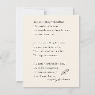 Emily Dickinson Poem hope is thing with feathers