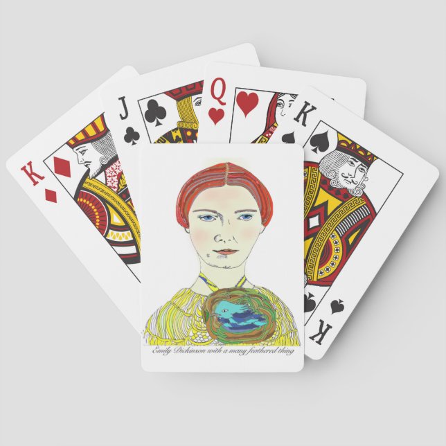 Emily Dickinson with a Many Feathered Thing Playing Cards (Back)