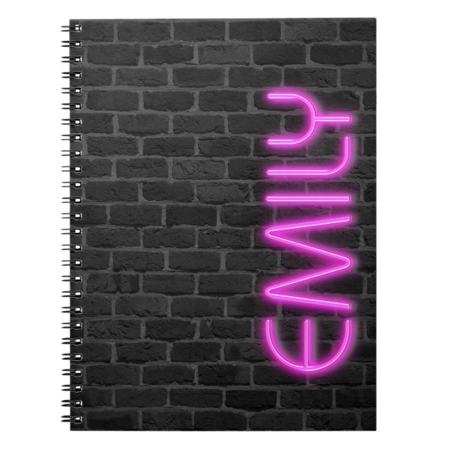 EMILY In PINK Neon Lights Notebook (Front)